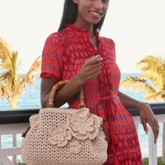 Patricia Nash Cantinella Crochet Bag with Bamboo Handles - SOFT GREEN - Picture 4 of 6